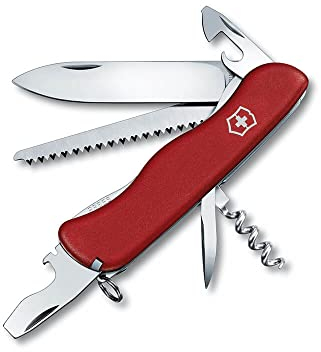 Victorinox Forester Couteau de Poche Suisse, Multitool, 12 Fonctions, Scie à Bois, Tire Bouchon, Rouge