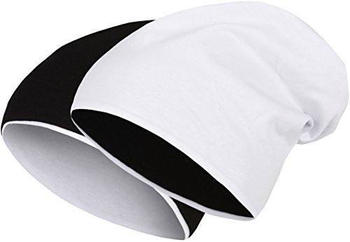Balinco 2 in 1 Wendemütze - Reversible Slouch Long Beanie Jersey Baumwolle elastisch Unisex Herren Damen Mütze Heather in 24 (8) (Black/White)