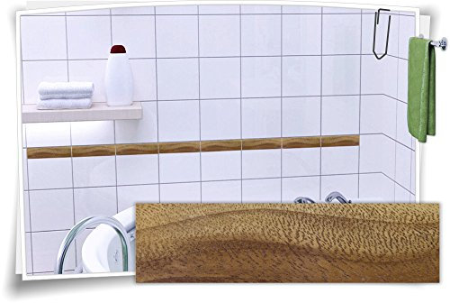 Medianlux Fliesenaufkleber Fliesenbordüre Bordüre Fliesen Holz Kachel Aufkleber, 20 Stück, 30x7,8cm (BxH)
