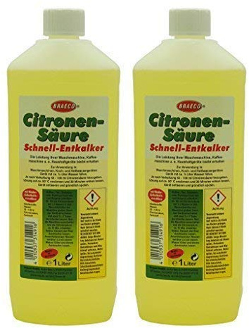 2 x 1 Liter Braeco Citronen-Säure Schnell-Entkalker, Zitronensäure