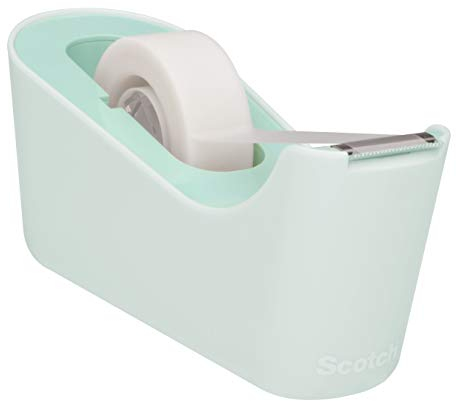 Scotch Dispensador de Cinta Adhesiva C18, Verde Menta + 1 Rollo de Cinta Invisible Scotch Magic 19 mm x 33 m - Dispensador Rellenable para Escuela, Hogar y Oficina