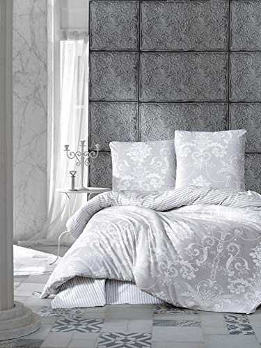 ZIRVEHOME Bettwäsche 200x200 cm. 3-teilig Set 100% Baumwolle Bettbezug 200x 200cm Kissenbezug 80x80cm Renforcé Bettwäsche-Sets 200x200 mit Reißverschluss Alone V1