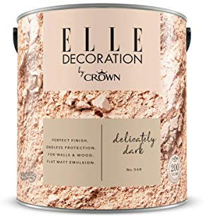 Crown ELLE DECORATION Delicatlely Dark No. 568, 2,5 L, extra-matte Premium Wandfarbe für Innen, für Wände und Holz, hohe Deckkraft, Innenfarbe,satter, cremiger Karamelton