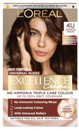 L'Oréal Paris Excellence Universal Nudes, 8UR Universal Light Copper | With Pro-Keratin, Radiant At-Home Hair Colour, Up To 100% Grey Coverage, Up To 8 Weeks Of Colour