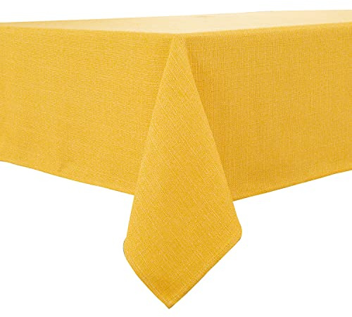 BALCONY & FALCON Eckig Wasserdicht Tischdecke Leinenoptik abwaschbar Tischtuch Leinen Tischläufer Tischwäsche Eckig, 145 × 300 cm, Gelb