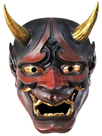 Kangmeile Demon Prajna Samurai Maske Teufel Grimace Geist von Tsushima Hannya Cosplay Kostüm Halloween (grün)