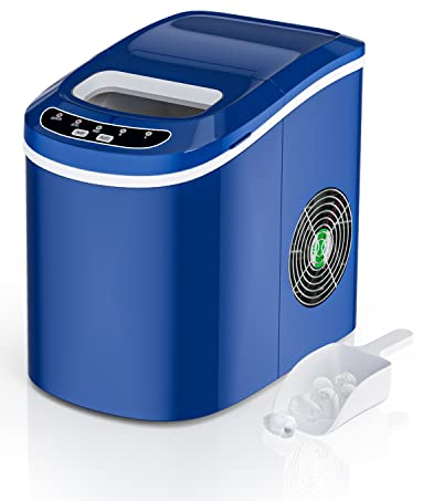 RELAX4LIFE Machine à Glaçons Autonettoyante 9 Glaçons en 6-13 Mins 12 KG en 24 H, 2 Tailles de Glaçons,Réservoir 2.2 L pour Bureau Cuisine Bar(bleu)