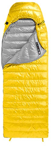 Ultraleichter Gänsedaunen-Schlafsack, 750 FP Leichter wasserdichter Daunen-Rucksack-Schlafsack für Camping und Wandern im Winter bei kaltem Wetter,Gelb,L