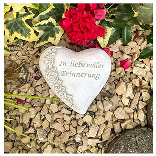 Radami Grabherz asymetrisch Spruch Grabschmuck Grab Herz - In liebevoller Erinnerung - ca.450g