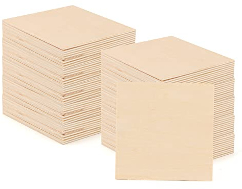 MANCHAP 100 PCS 100x100x2mm Square Plywood Sheets, Unfinished Basswood Sheets Thin Wood Board for Engraving, DIY, Painting, Model Making Projects