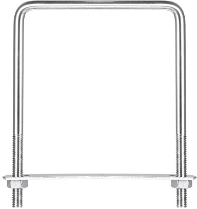 sourcing map Pernos en U Cuadrados, 102mm (4,02) de Ancho Interior, 140mm de Longitud, M8 Perno de Abrazadera en U de Acero Inoxidable 304 con Tuercas y Placas, para Remolque de Barco