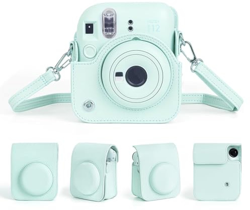 Easy Hood Étui pour Appareil Photo Instantané Instax Mini 12,Vert | Housse de Protection Portable Avec Sangle Réglable Et Sac de Rangement