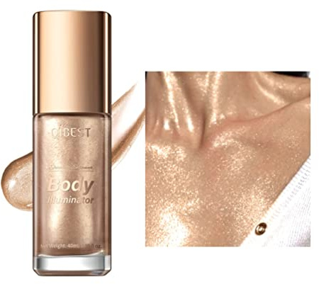 Körper Luminizer Shimmer Öl Liquid Highlighter Make-up,Gesicht zu Körper Glow Shimmer Lotion Radiance All In One Make-up,Wasserdichtes feuchtigkeitsspendendes Shimmer Körperöl (Roségold)