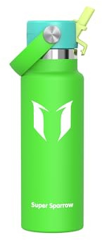 Sparrow Trinkflasche Kinder 350ml Edelstahl Thermosflasche mit Strohhalm