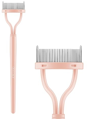 Docolor - Peine de pestañas, separador de pestañas, aplicador de rímel, definidor de pestañas con cubierta de peine, cepillos de aseo de pestañas, rosa
