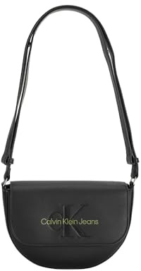 Calvin Klein Jeans Damen Sculpted Saddle BAG22 Mono K60K611223 Taschen, Schwarz (Black/Sharp Green)