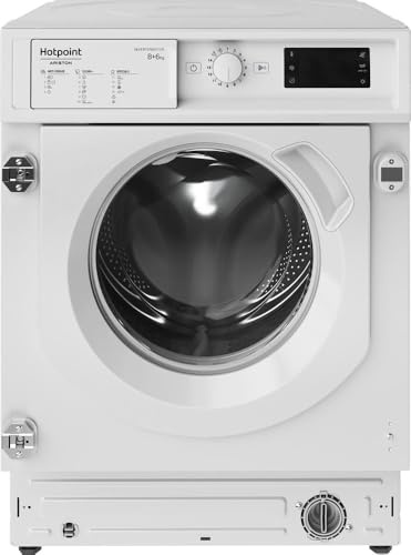 Hotpoint - BIWDHG861485EU Lave-linge Séchant Encastrable - Capacité 8 kg - Chargement Frontal, 1400 tr/min - Moteur Induction, Vapeur Anti-odeur - H 81.5 x L 59.5 x P 54.5 cm - Blanc