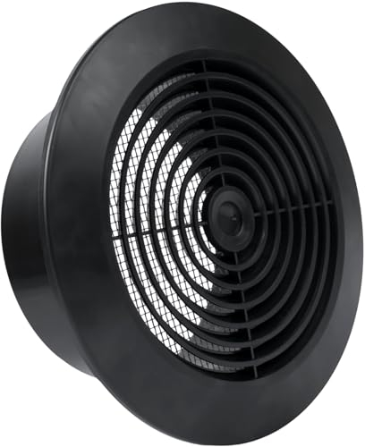 Vent Systems 100 mm / 3.93'' Inch - Black - Plastic - Dismantable Ceiling Grille - Round Air Vent Louver - Grill Cover - Nylon Screen - HVAC Vents for Bathroom, Home Office, Kitchen