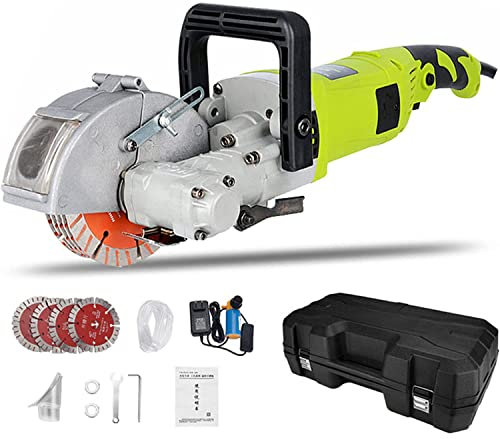 Wall Chaser 4000W - Dust-Free Wall Groove Cutting Machine with 5pcs of 115mm Diameter Blades - Ideal for Brick and Concrete Slotting - Rot-125MM - 7500RPM