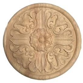 Zierleisten Holz 2 STÜCK NEU Runde Holzapplikation Runde Blume Exquisite Schnitzerei Naturholzapplikationen Eckapplikationen Rahmen Wandmöbel Dekoration Holzornamente ( Color : MD-0003-4-20-20cm )