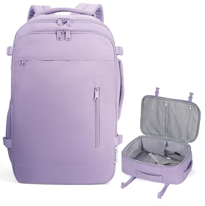 Narwey für Ryanair Handgepäck 40x20x25 Reiserucksack Handgepäck Flugzeug Rucksack Reisetasche mit Laptopfach für Weekender für Herren Damen 20L(Lila)