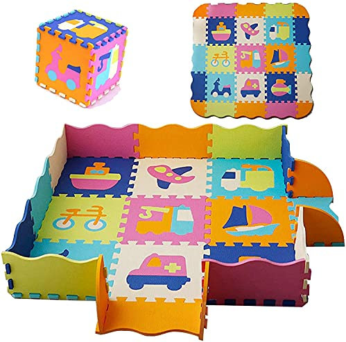HB.YE Puzzle Mat Babies Soft Foam Play Mat Safety &Colourful Kids Sensory Trainning Jigsaw Mats -Use for Baby Play Mat for Crawling Bedroom Gym Yoga 30 x 30 cm (Transport,25pcs)