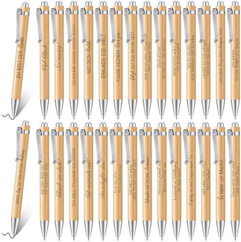 Tenare 30 Stück Inspirierende Kugelschreiber mit Gravur Druckkugelschreiber Motivation Glücksstift Schwarze Tintenstifte Dankeschön Geschenke für Lehrer Büro Kollegen Mitarbeiter Abschluss Abschied