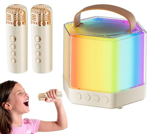 Macchina Karaoke Per Adulti,Macchina Karaoke Con 2 Microfoni - Altoparlante portatile per karaoke | Set microfono e altoparlante wireless con illuminazione RGB, 2 microfoni wireless per Campi