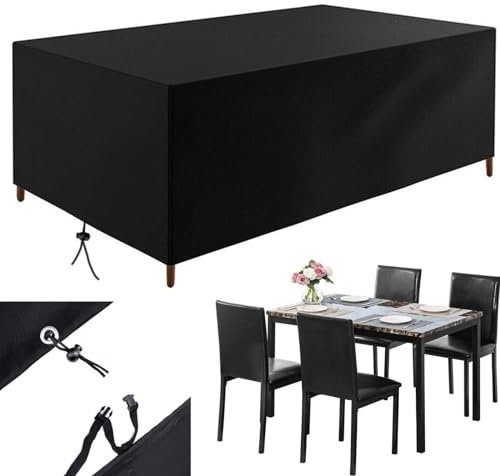 HNKDKJ Housse de Protection Salon de Jardin 290x180x100cm/LxWxH Housse Table de Jardin Imperméable Housse Salon de Jardin Carré 420d Oxford Housse de Meubles Extérieur Bâche de Protection Exterieur