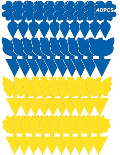 GeeRic Pièges à Colle 40 Pcs Sticky Fruit Fly Plante Moustique Bug Pièges Intérieur Extérieur Double Face Pièges à Colle Insect Catcher pour Whitefly Moustiques Insectes Volants, Jaune/Bleu