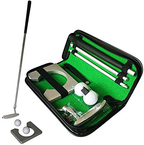 LEONFFS Golf-Putter-Set, Indoor-Golf-Putting-Übungsbecher, Trainingsschläger, Putter-Kit, Golf-Return-Maschine mit Golfschläger, Golfbällen, Torständer, Tragetasche