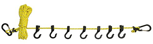 Mllepjdh Ausziehbare tragbare Wäscheleine, 5 m, verstellbar, winddicht, Seil, Wäscheleine mit 7 Drahtclips für Camping, Reisen, Kleidung