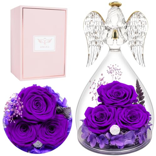 Muttertagsgeschenk, Ewige Rose Schutzengel Geschenke für Mama, Infinity Rose Geburtstagsgeschenk für Frauen Mama Oma Geschenk, Blumen Rosen Geschenke für Frauen Freundin Geschenk Jahrestag Weihnachten