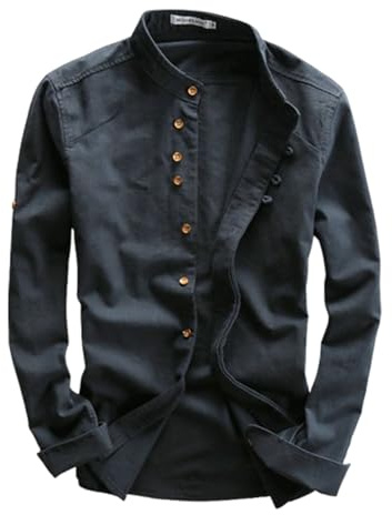 EEJBYTDI Soulona Katana - Camisa japonesa para hombre, mezcla de lino y algodón de primera calidad, ajuste a medida, manga larga, color blanco, S-5XL