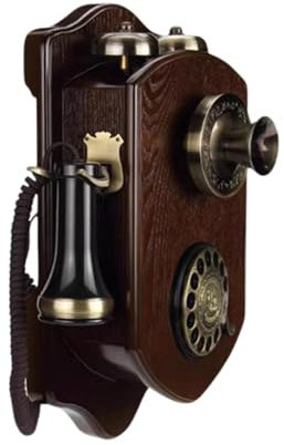 Telefono rotativo, telefono con filo decorativo vintage, telefono fisso antico in legno di lusso