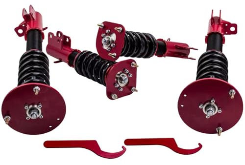 GYTTAK Coilover Regulable Compatible con Plymouth para Neon 2000 2001 Coilovers Kit De Suspensión para Bajar Muelle Helicoidal sobre Amortiguador Reemplazo Accesorios para Automóviles(Red)