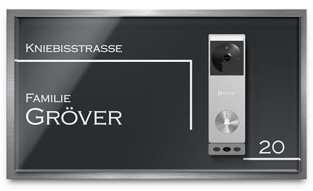 Personalisierbares Klingelschild für Ezviz EP3x Pro – Edelstahl-Acryl Kombination – Für Video Türsprechanlagen, WLAN Klingeln & Funk-Türklingeln – Wetterfest & langlebig