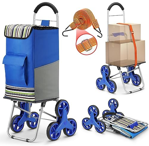 Flovel Aggiornato Carrello Portaspesa, 2 en 1 Pieghevole Carrello Spesa Super Trolley per la spesa,99 kg75l Risparmiare Fatica per l'arrampicatacon Cordino Elastico Regolabile3 Grandi Ruote Silenziose