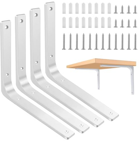 BSTDAYEVER Shelf Brackets Regalhalterungen Regalwinkel Regalträger 25x20cm | 4stk Weiß Metallwinkel 90 Grad Winkel Regal Wandregal Halterung mit Schrauben Wandkonsole Schwerlast für Wandhalterung Regal