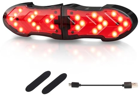 Moman Motorradhelm Rücklicht, LED Radfahren Helm Signalleuchte für Nachtfahrten Beleuchtung Motorrad Sicherheitswarnleuchte Fahrrad Helmlicht mit Abbiegesignale IPX4 Wasserdicht Ladekabel