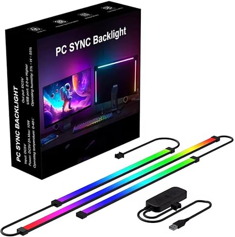 Volunx Striscia LED retroilluminazione per monitor PC con sincronizzazione musicale, barra LED RGB, spina di alimentazione USB da 32 pollici