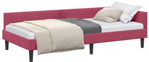 vidaXL Hoekbedframe met hoofdeinde Wijnrood 90 cm x 190 cm Fluweel