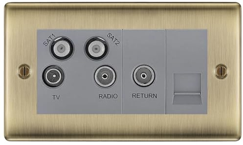 BG Nexus Metal Antique Brass Quadplex Combination TV Socket NAB69G
