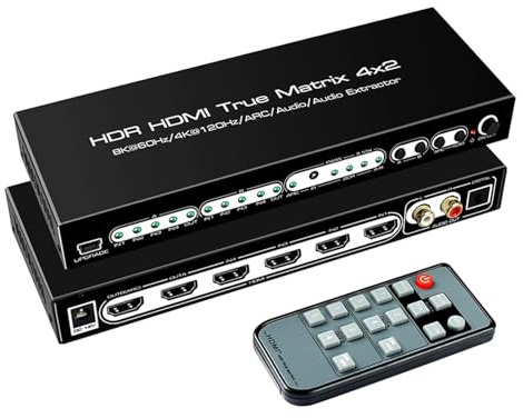 8K 2.1 Switcher Matrix, 4x2 Video Splitter 4K 120Hz Extractor ARC Vision Atmos 7.1 5.1 2CH,Reibungslos umgeschaltet