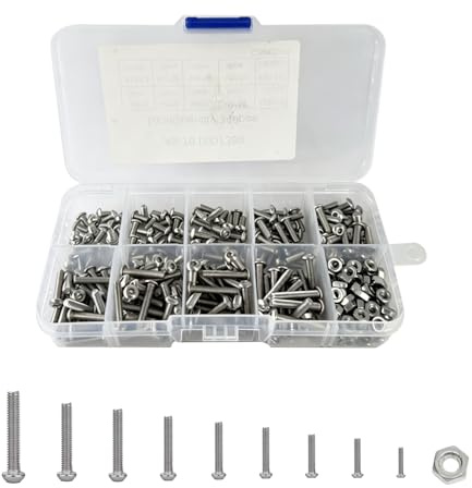 340 Stück Sechskantschrauben Aus Edelstahl ISO 7380 304, Flachkopfschrauben M3 Schrauben Set，Schrauben Muttern Set M3 Schrauben set