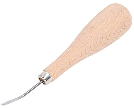 Punteruolo per cucire curvo in acciaio con spaziatura precisa, punzone per utensili da cucito con manico in faggio e cuciture in pelle