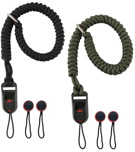 GXAHSOL 2 Stück Kamera Handschlaufe mit 4 Schnellverschluss, Verstellbarer Kameragurt, Ultraleichtes Gewicht Paracord Band Handgelenkschlaufe, Kamera Handschlaufe für SLR, DSLR, verschiedenen Kameras