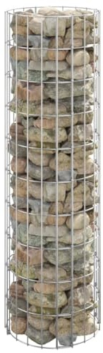 Colonne gabion ronde, en acier galvanisé Ø 30 x 100 cm, résistante aux intempéries, bordure de jardin robuste, brise-vue pour l'extérieur