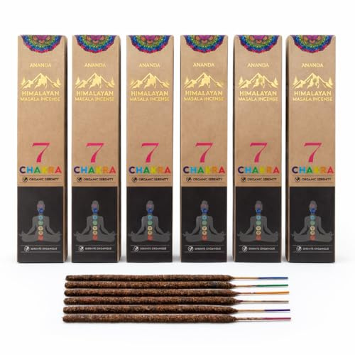 Himalaya Masala 7 Chakra Smudge Incense Sticks – 6 Packs x 7 Sticks | Long Burning 90–100 Mins | For Meditation, Yoga, Healing, Aromatherapy & Relaxation