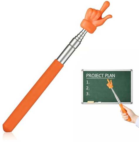 KEPYATI Zeigestab Ausziehbar, Orangefarbenes Design, Auffällige Farbe, Fördert Die Konzentration, Teleskop Lehrer Zeiger, Finger Zeigestock Für Klassenzimmer, Grundschule, Kindergarten (Bis 68 Cm)
